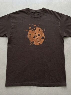 Ladybug Graphic Print Gildan T-shirt Dark Brown Cotton Tee